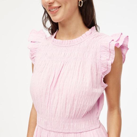 J. Crew Gauze Dress Flutter Sleeve A-Line Mini Orchid Flower Purple NWT M - Picture 3 of 11